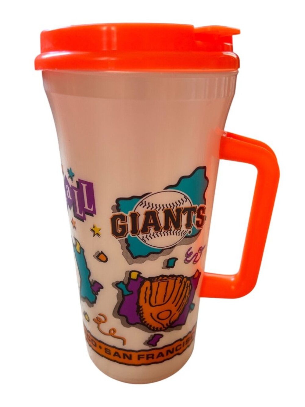 Baseball SF Giants large insulated souvenir plastic mug with lid Vintage